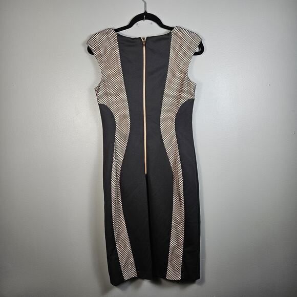 JAX Women Bodycon Black Dress Lined Cap Sleeve Size 6 Decorative Mesh - Picture 2 of 7